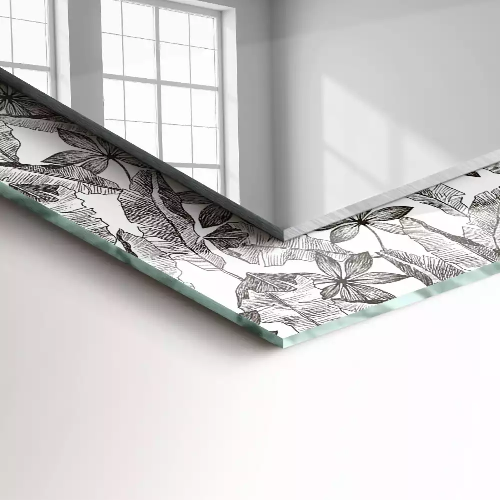 Espejo rectangular estampado Hojas y flores