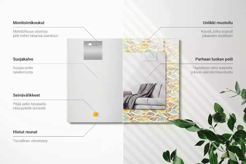 Espejo rectangular impreso Ondas coloridas de hojas