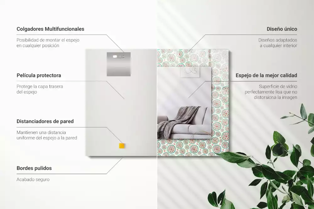 Espejo rectangular impreso Patrón de círculos coloridos