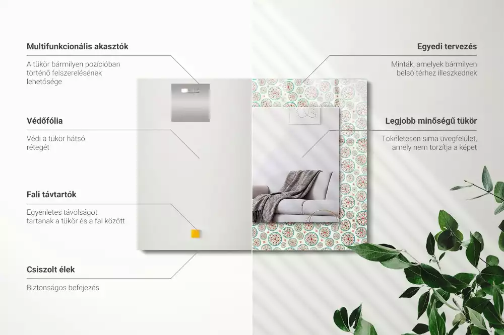 Espejo rectangular impreso Patrón de círculos coloridos