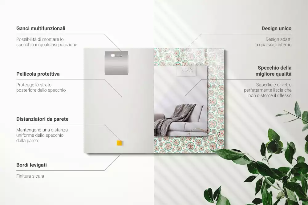 Espejo rectangular impreso Patrón de círculos coloridos