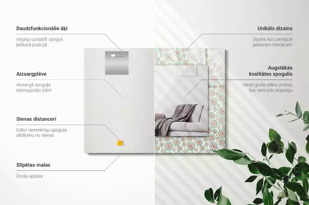 Espejo rectangular impreso Patrón de círculos coloridos