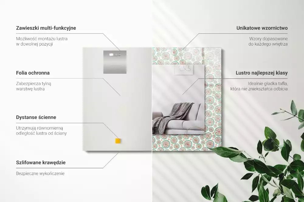 Espejo rectangular impreso Patrón de círculos coloridos