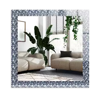 Espejo rectangular estampado Patrón floral azul