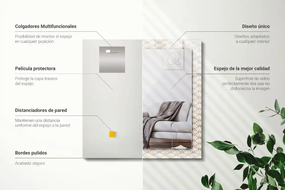 Espejo rectangular impreso Patrón geométrico de flores