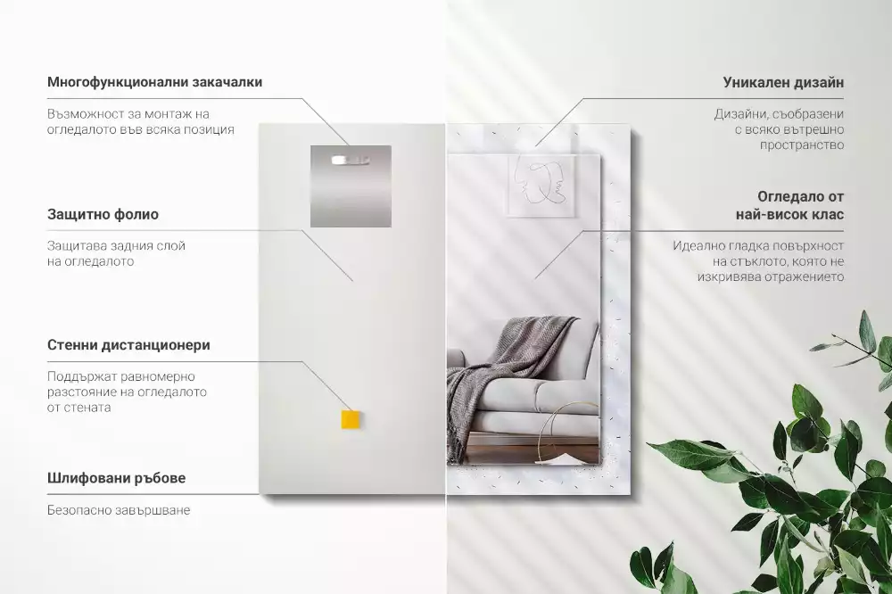 Espejo rectangular impreso flores de diente de león