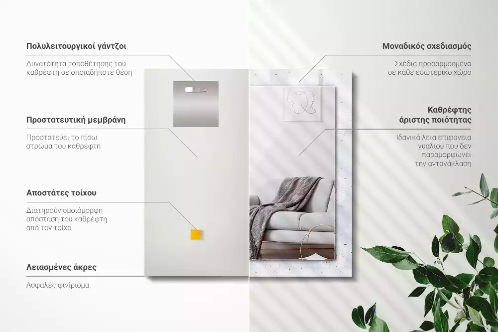 Espejo rectangular impreso flores de diente de león