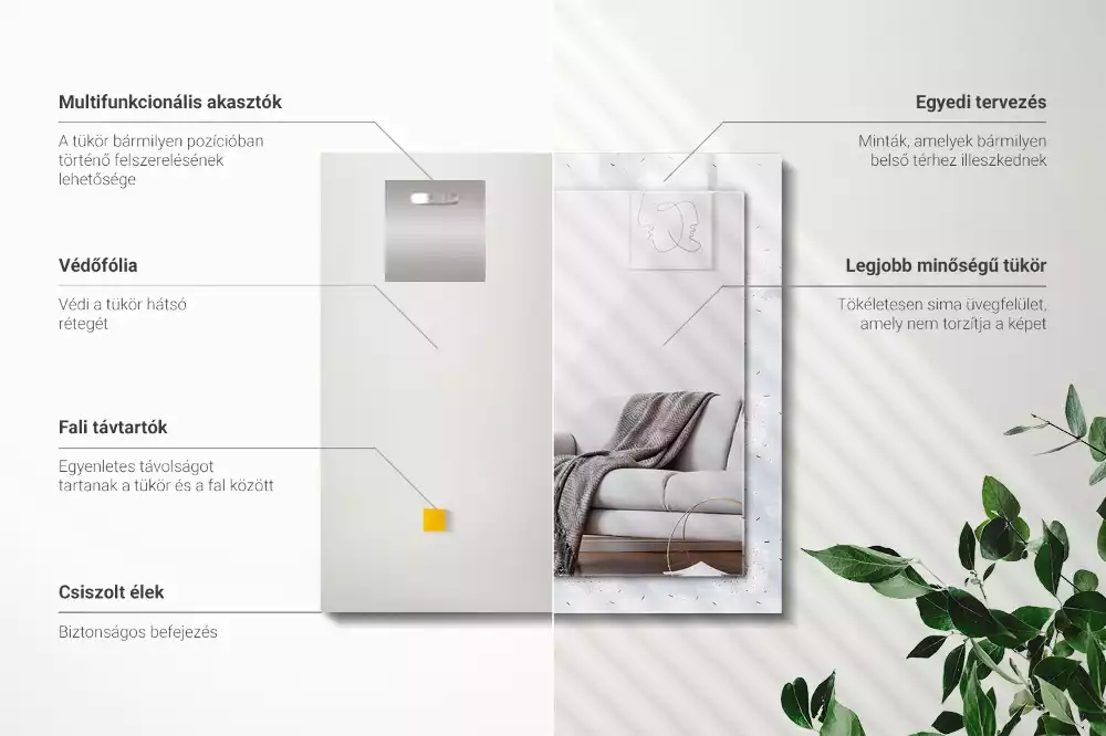 Espejo rectangular impreso flores de diente de león