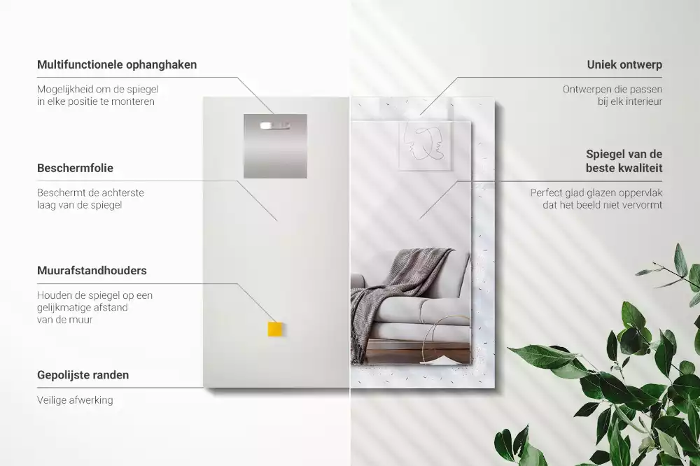 Espejo rectangular impreso flores de diente de león