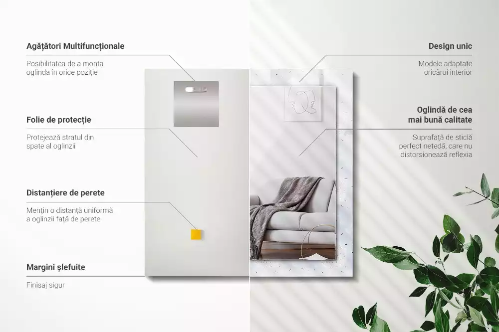 Espejo rectangular impreso flores de diente de león