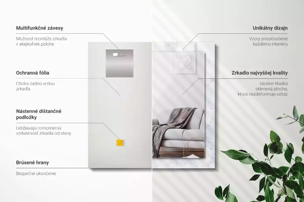 Espejo rectangular impreso flores de diente de león