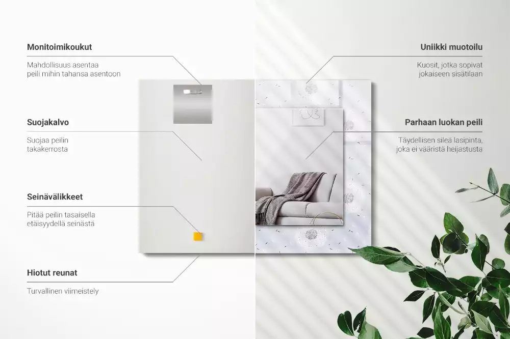 Espejo rectangular impreso flores de diente de león