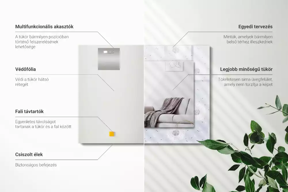 Espejo rectangular impreso flores de diente de león