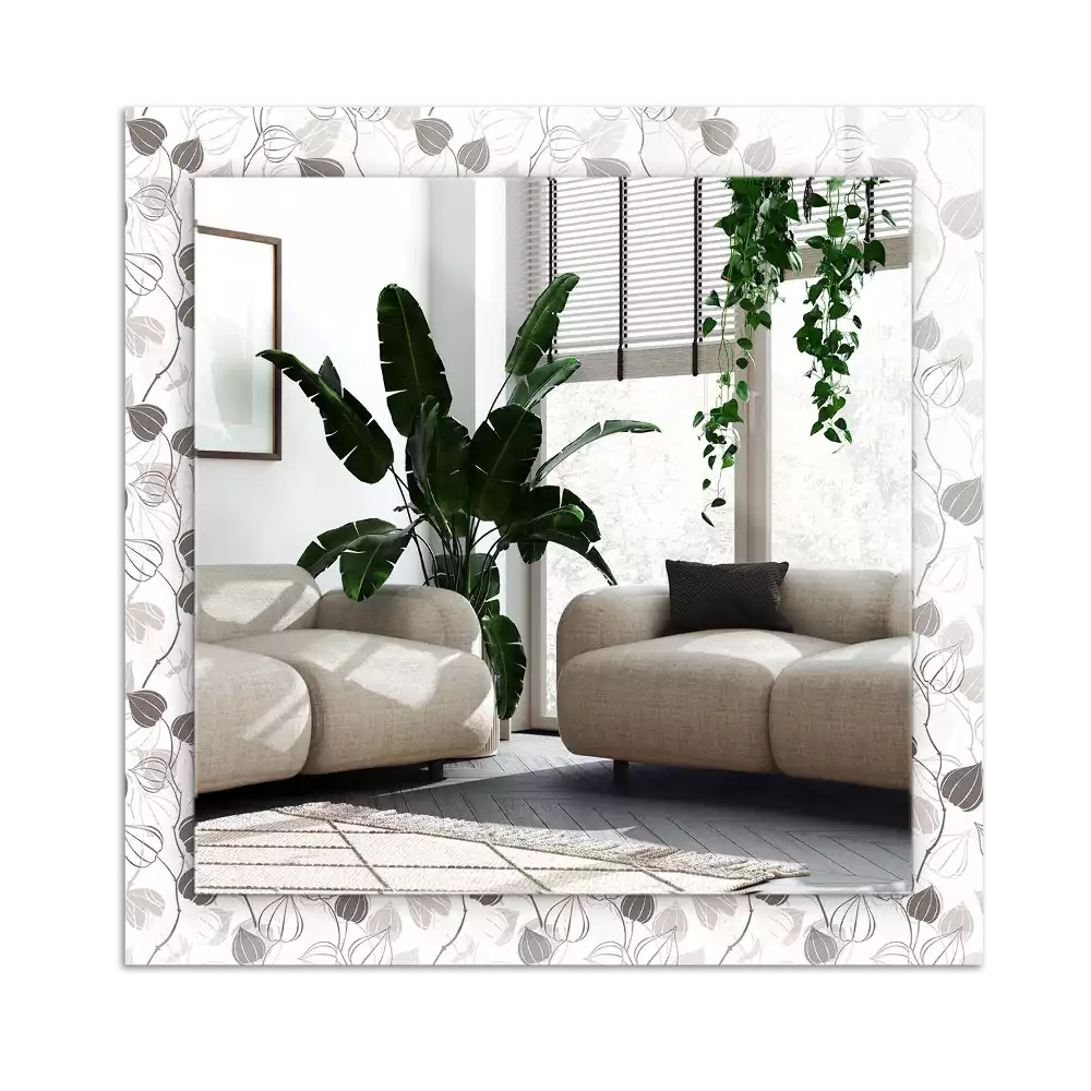 Espejo rectangular estampado Patrón de hojas