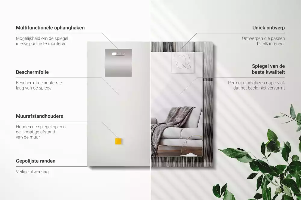 Espejo rectangular estampado Líneas modernas