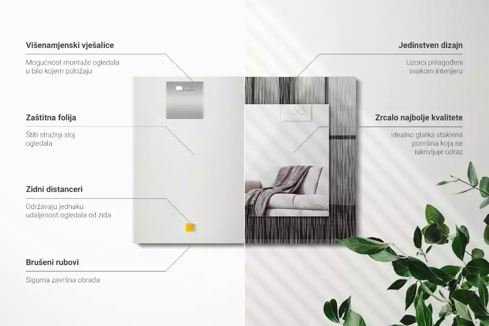 Espejo rectangular estampado Líneas modernas