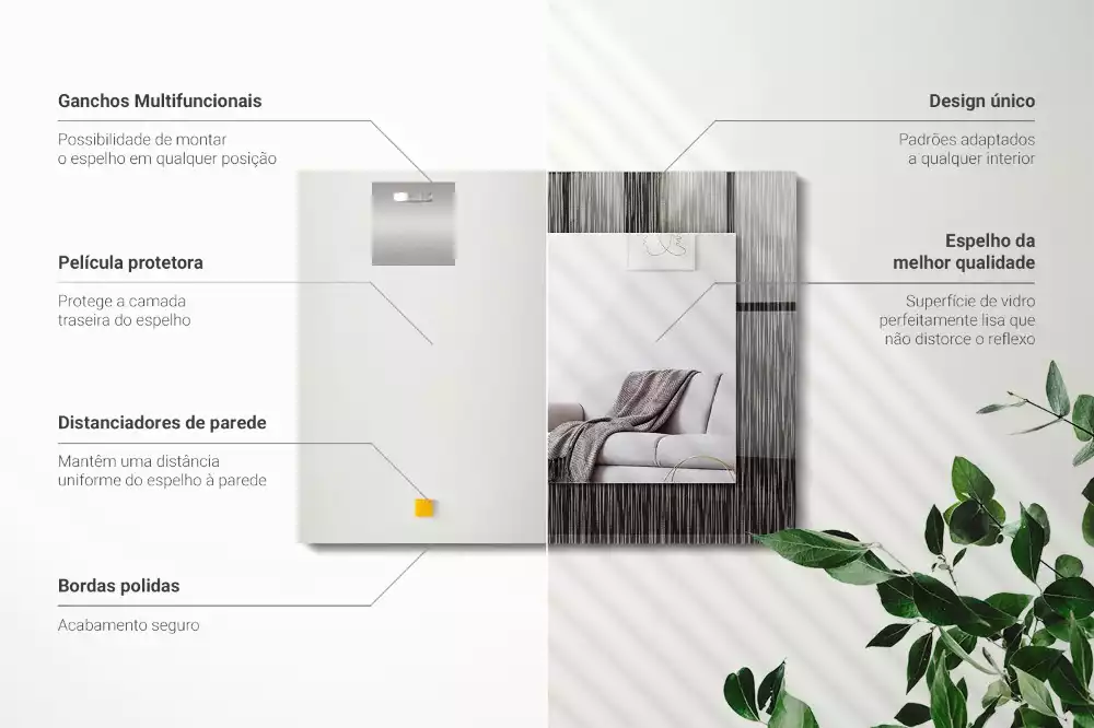 Espejo rectangular estampado Líneas modernas