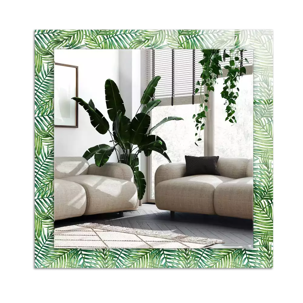 Espejo rectangular impreso hojas de palma verdes