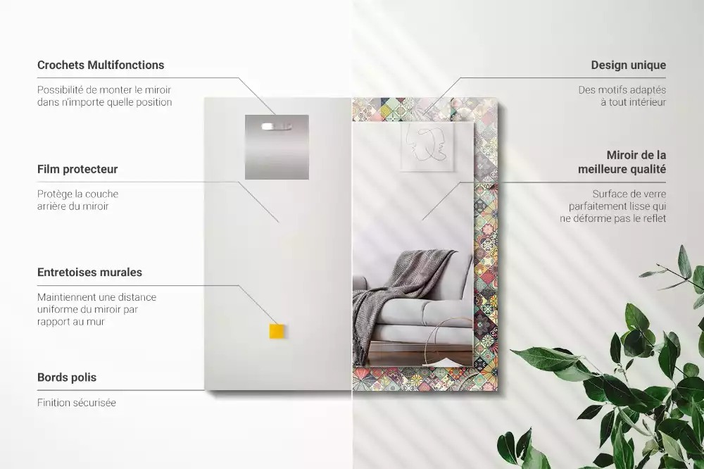 Espejo rectangular impreso Patrones de patchwork coloridos