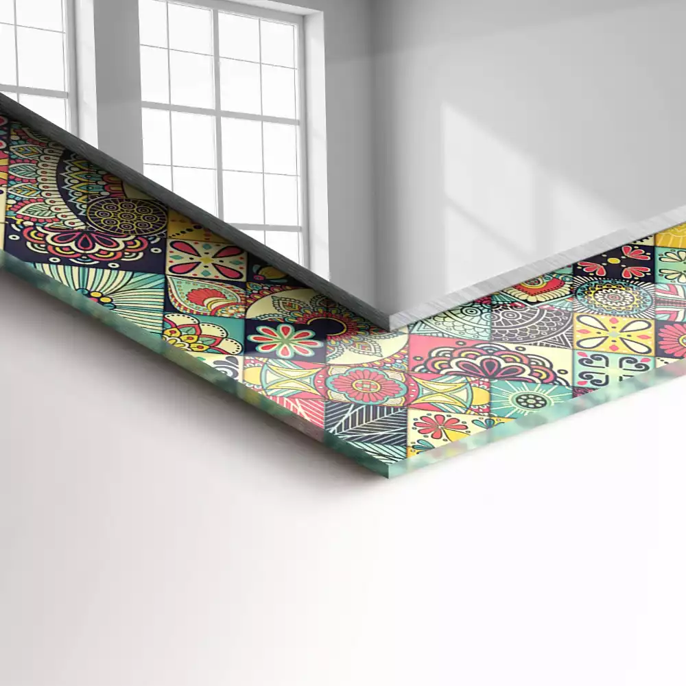 Espejo rectangular impreso Patrones de patchwork coloridos