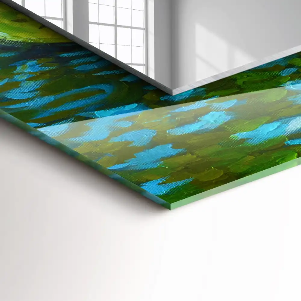 Espejo rectangular estampado Estanque de nenúfares