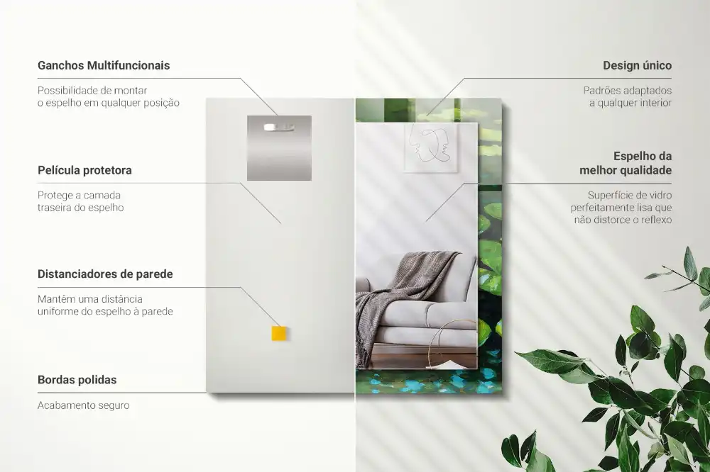 Espejo rectangular estampado Estanque de nenúfares