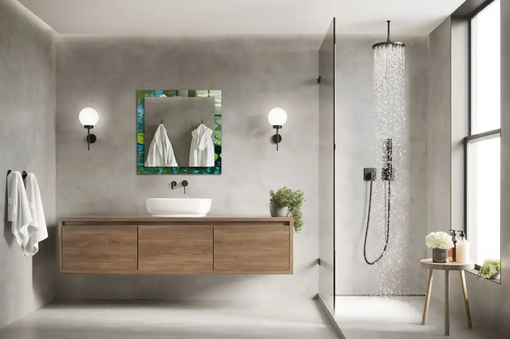 Espejo rectangular estampado Estanque de nenúfares