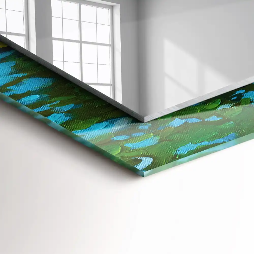 Espejo rectangular estampado Estanque de nenúfares