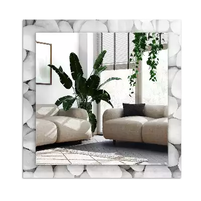 Espejo rectangular impreso Piedras blancas lisas