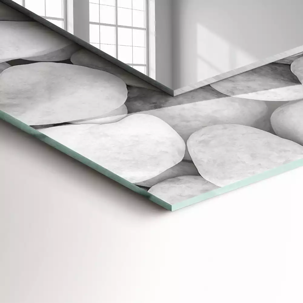 Espejo rectangular impreso Piedras blancas lisas