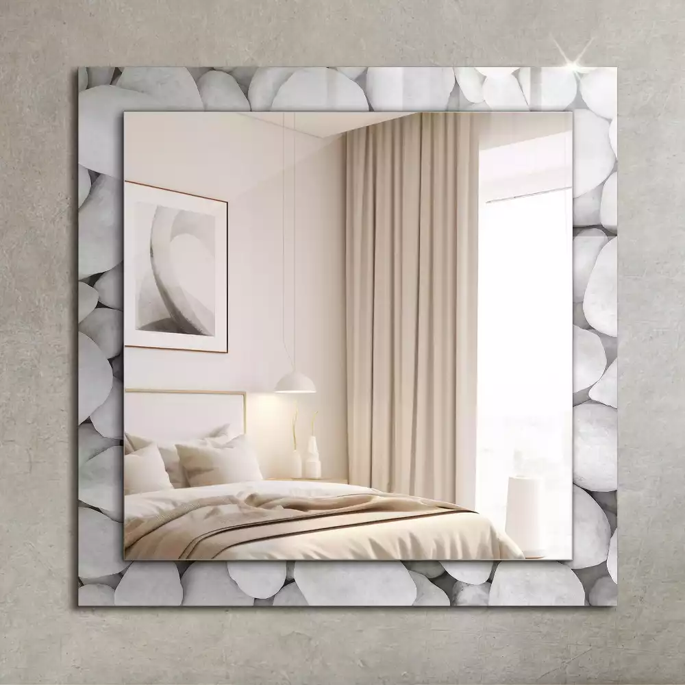 Espejo rectangular impreso Piedras blancas lisas