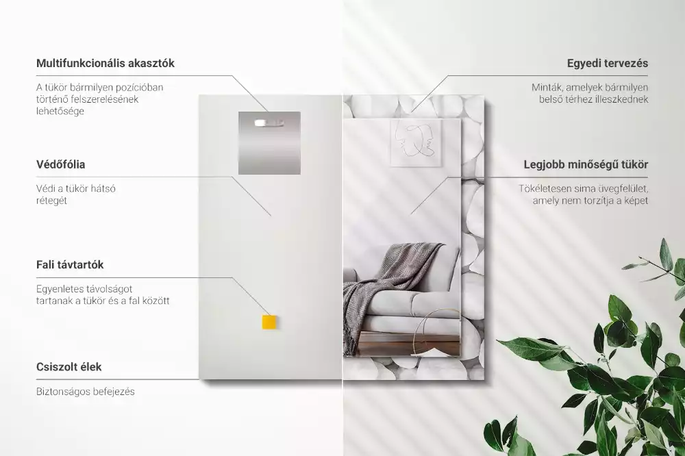 Espejo rectangular impreso Piedras blancas lisas