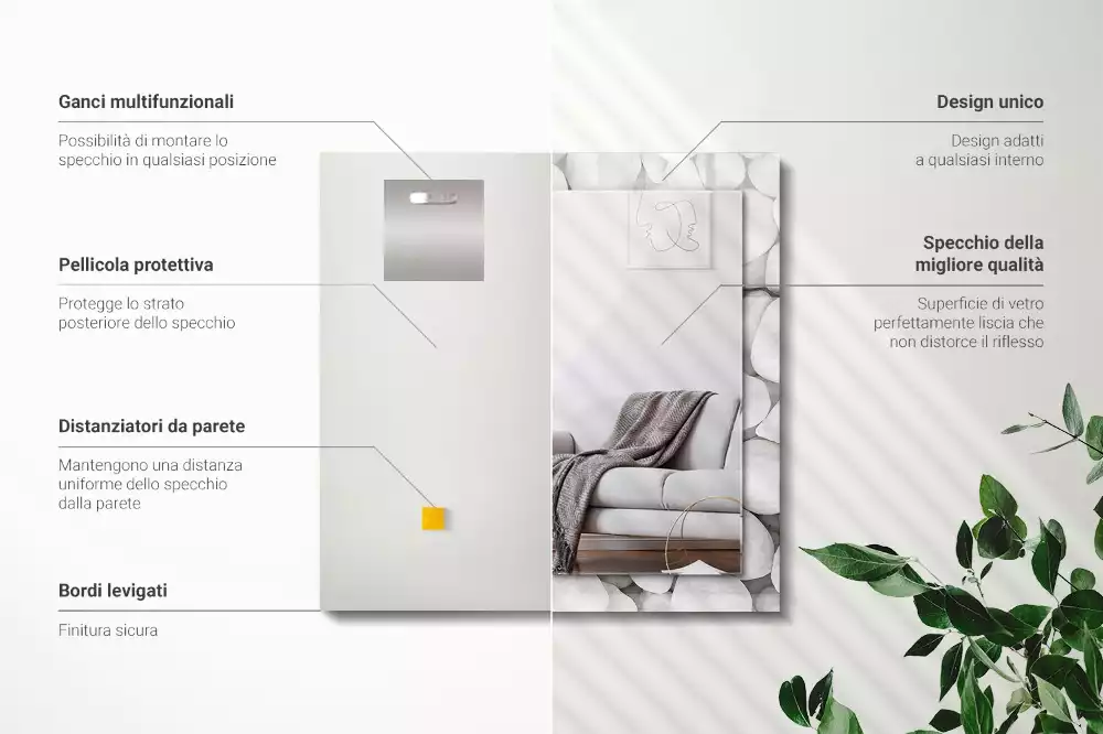 Espejo rectangular impreso Piedras blancas lisas