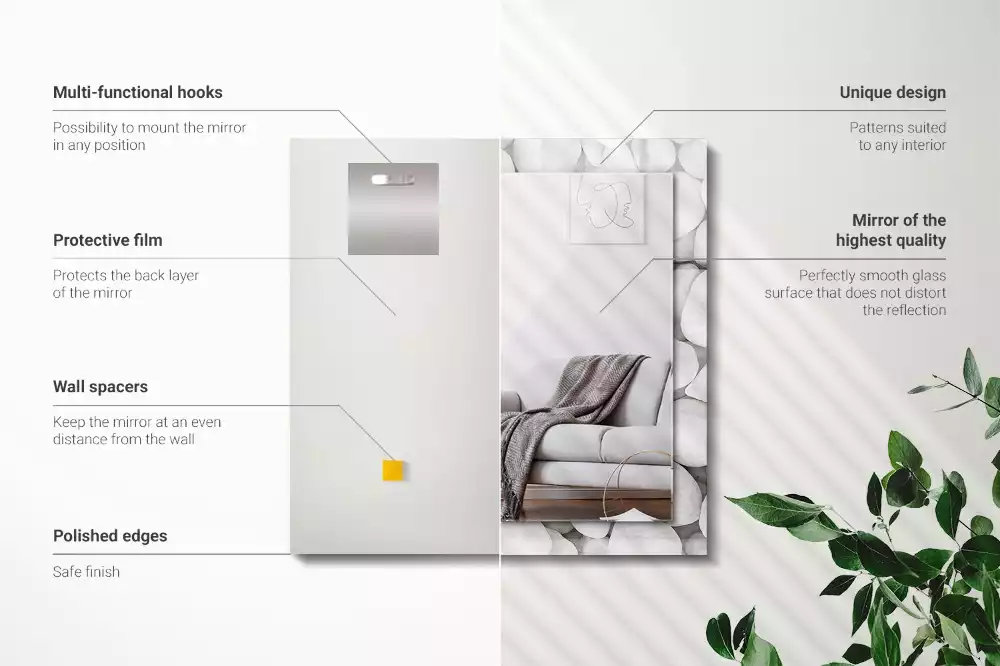 Espejo rectangular impreso Piedras blancas lisas