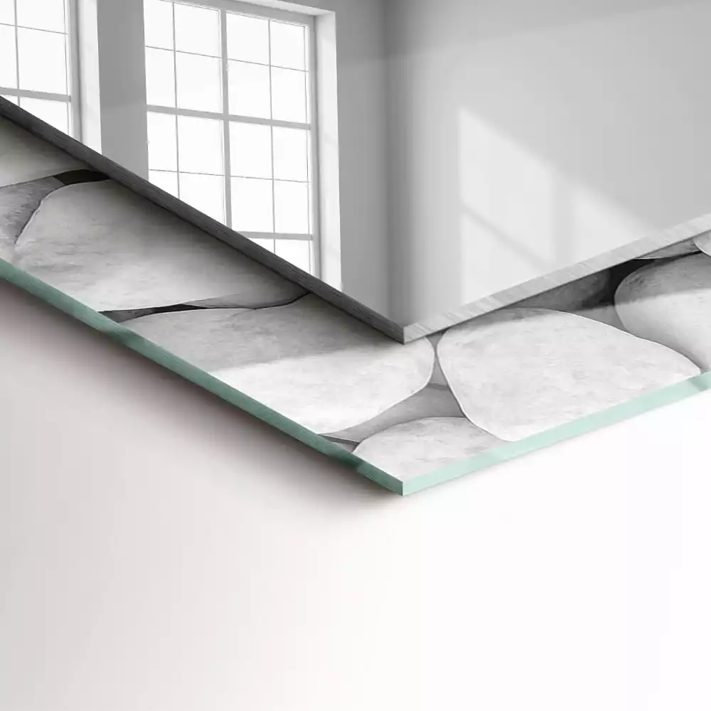 Espejo rectangular impreso Piedras blancas lisas