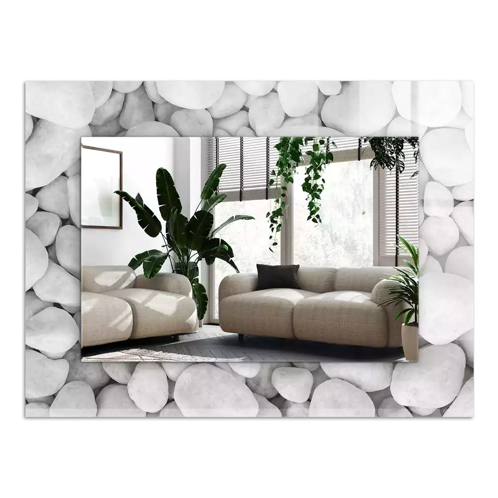 Espejo rectangular impreso Piedras blancas lisas