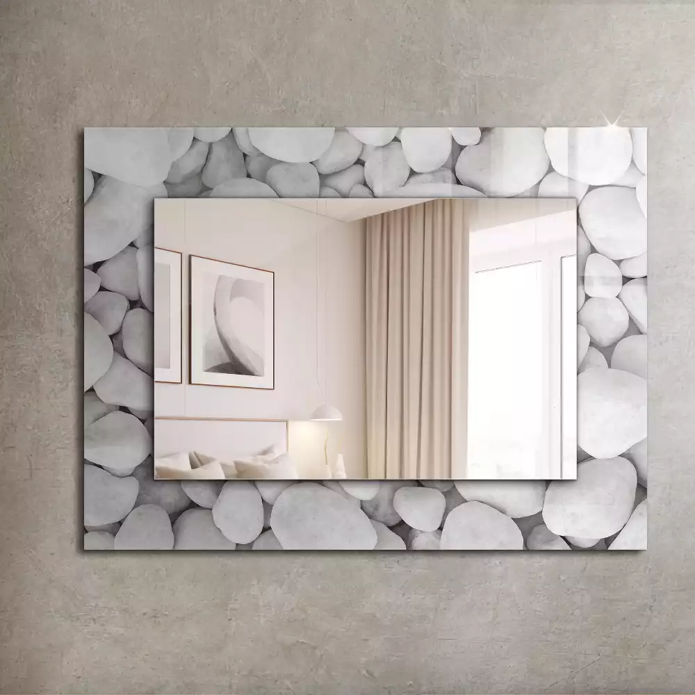 Espejo rectangular impreso Piedras blancas lisas