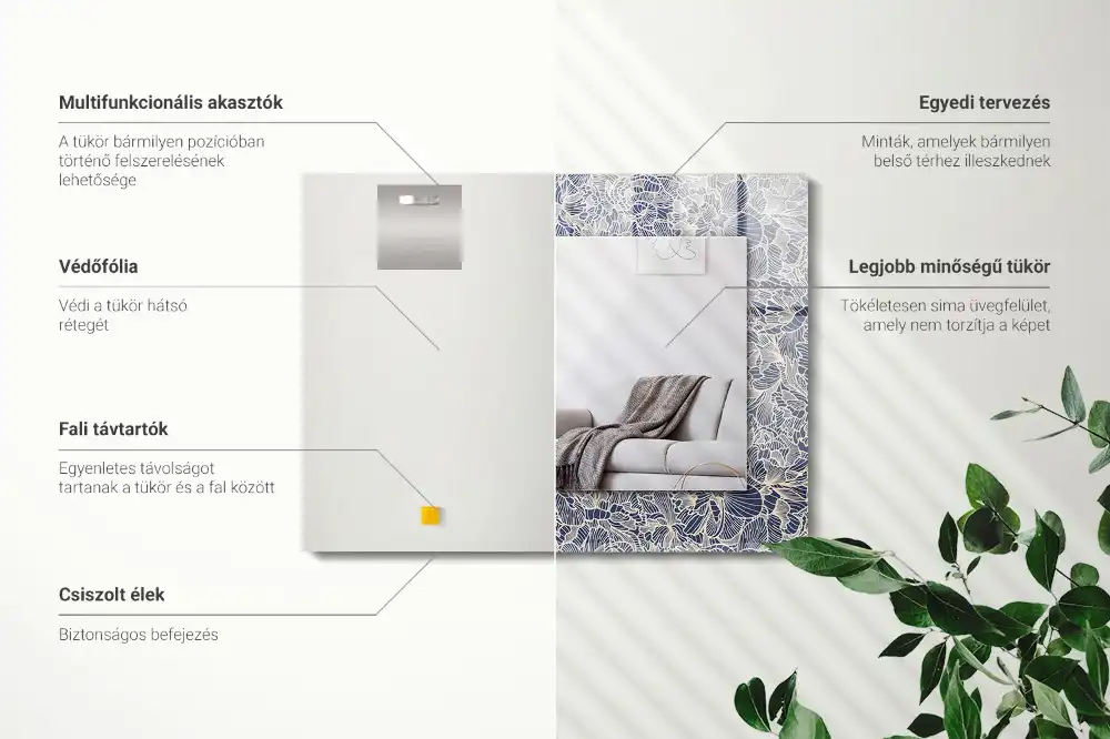 Espejo rectangular impreso Patrón de tela floral