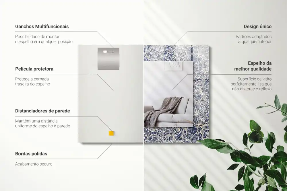 Espejo rectangular impreso Patrón de tela floral