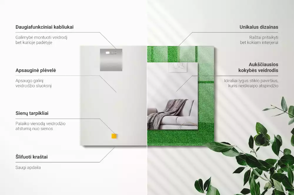 Espejo rectangular impreso Hierba verde