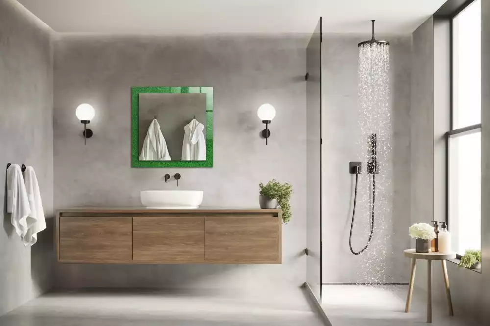 Espejo rectangular impreso Hierba verde