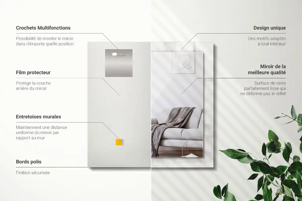 Espejo rectangular estampado Patrón de textura gris