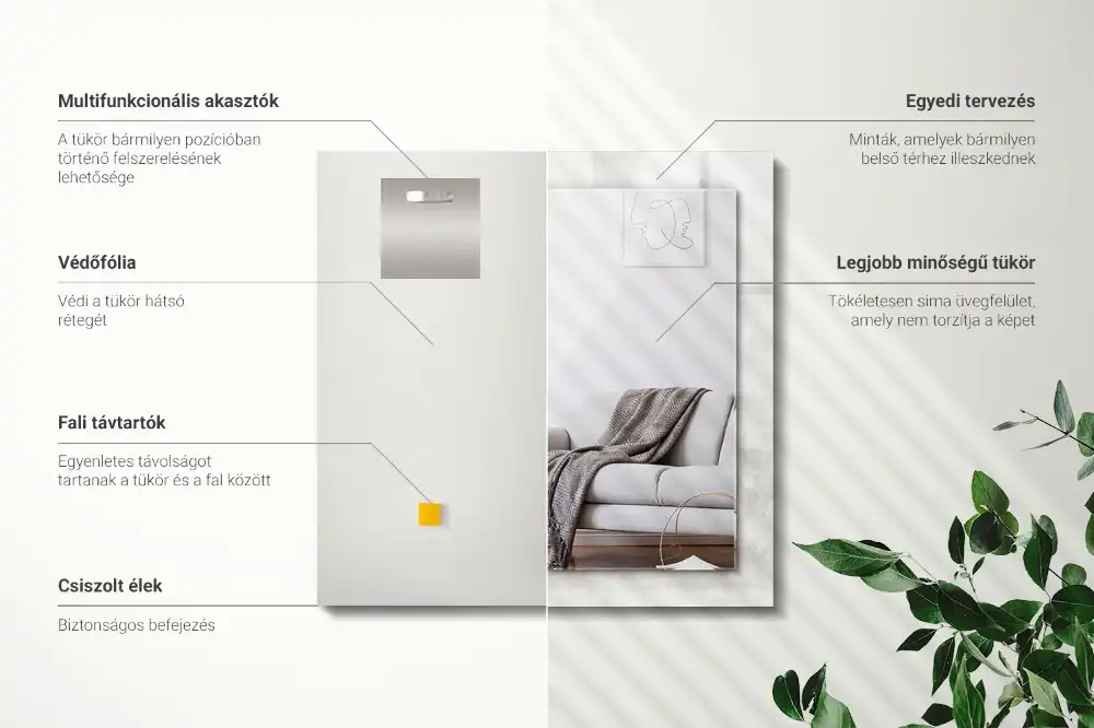 Espejo rectangular estampado Patrón de textura gris