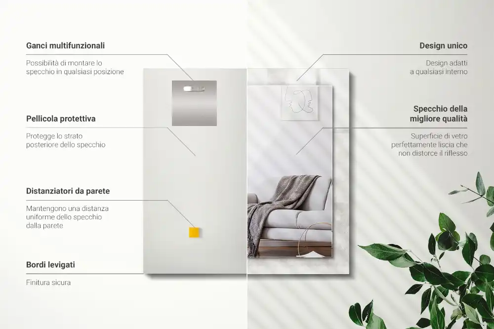 Espejo rectangular estampado Patrón de textura gris