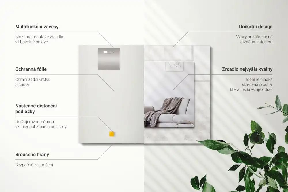 Espejo rectangular estampado Patrón de textura gris