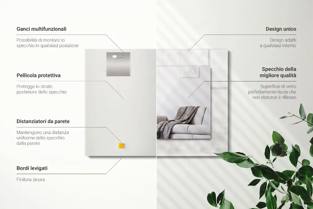 Espejo rectangular estampado Patrón de textura gris