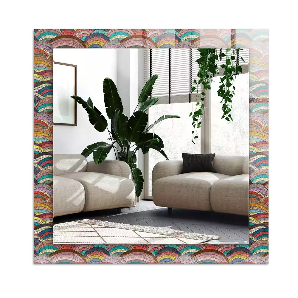 Espejo rectangular estampado Ondas de arcos coloridos