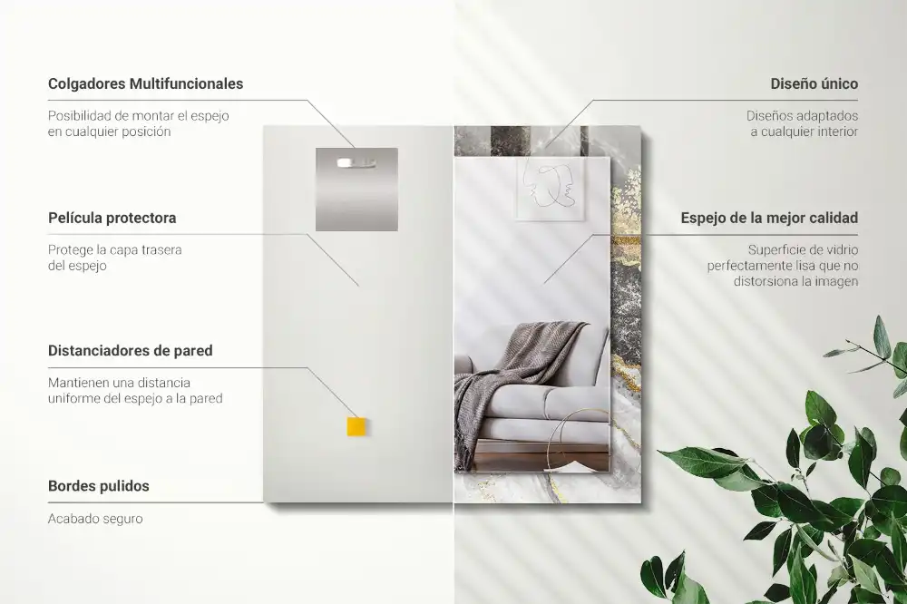 Espejo rectangular impreso Vetas de mármol abstractas