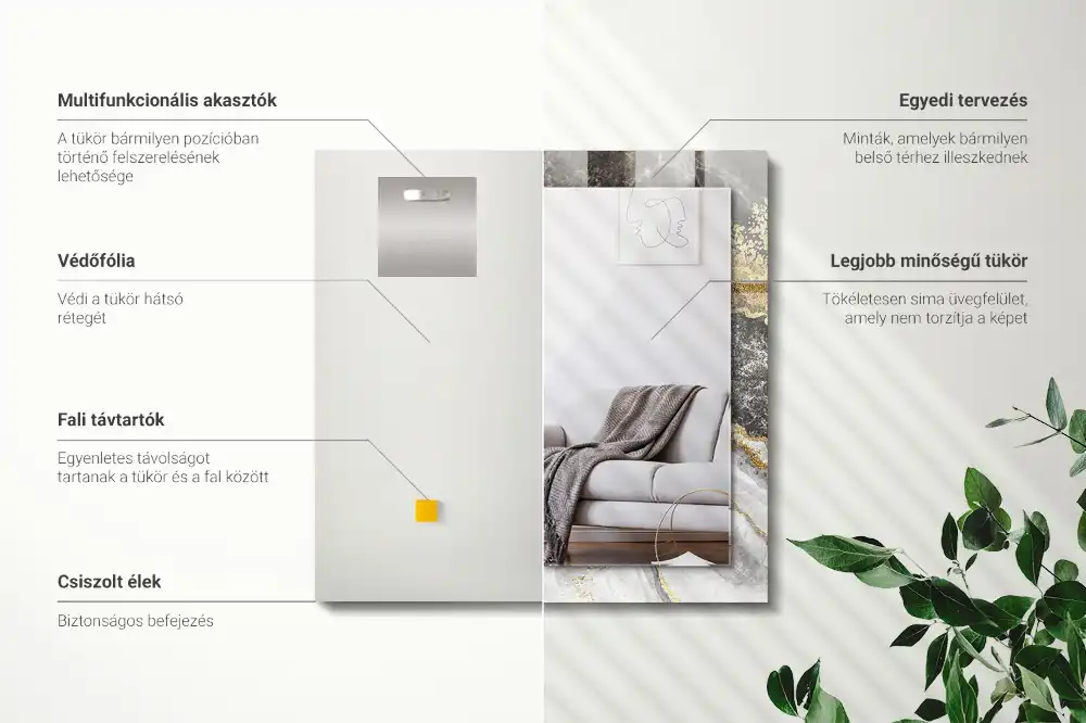 Espejo rectangular impreso Vetas de mármol abstractas