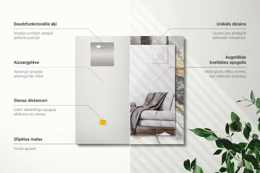 Espejo rectangular impreso Vetas de mármol abstractas